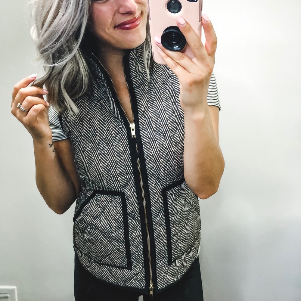 J. Crew Herringbone Puffer Vest XXS - Picture 4 of 8